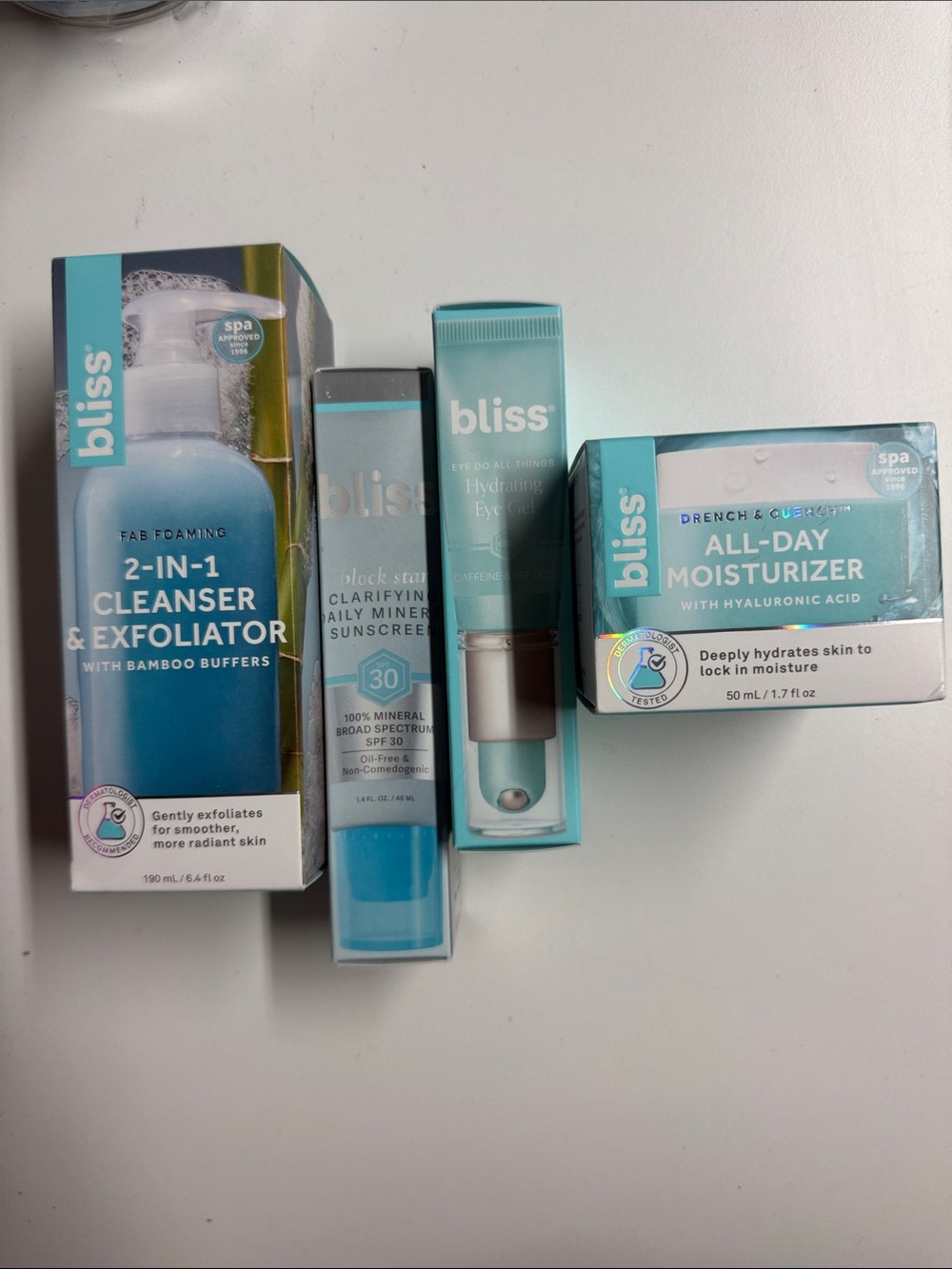Bliss Skincare Set Bundle (4 items; brand new)